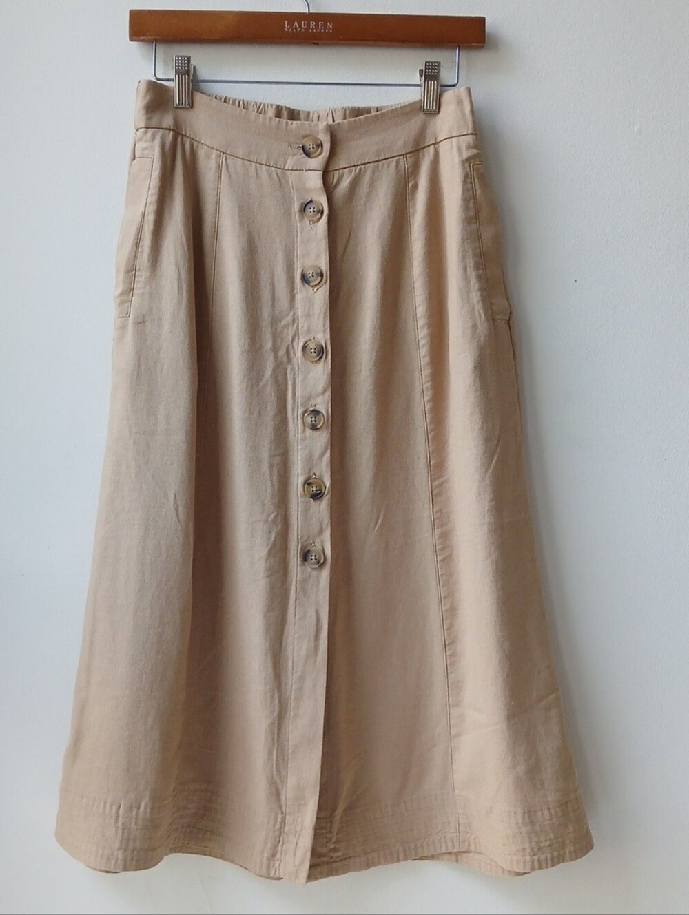 Universal Thread Linen Blend Midi Skirt Tan Women's XS